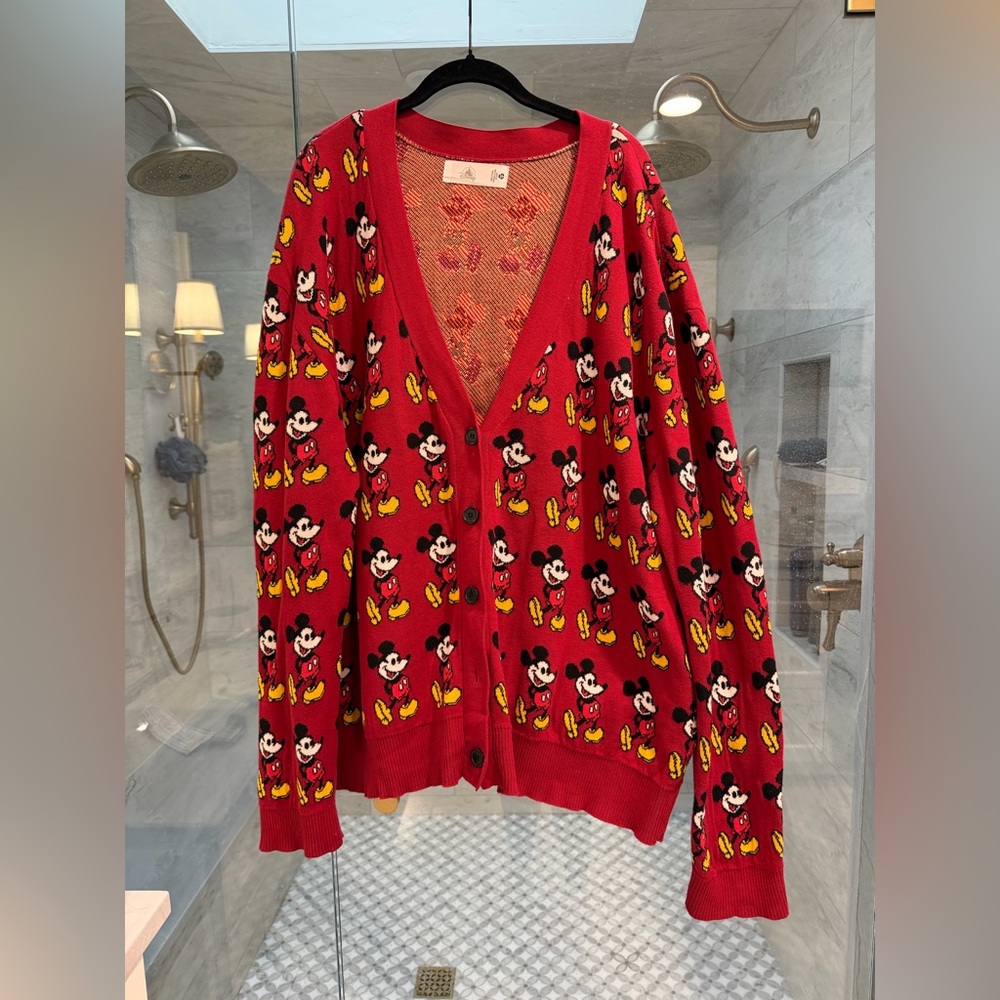 Red Disney Mickey Mouse button down cardigan 2xl - image 1